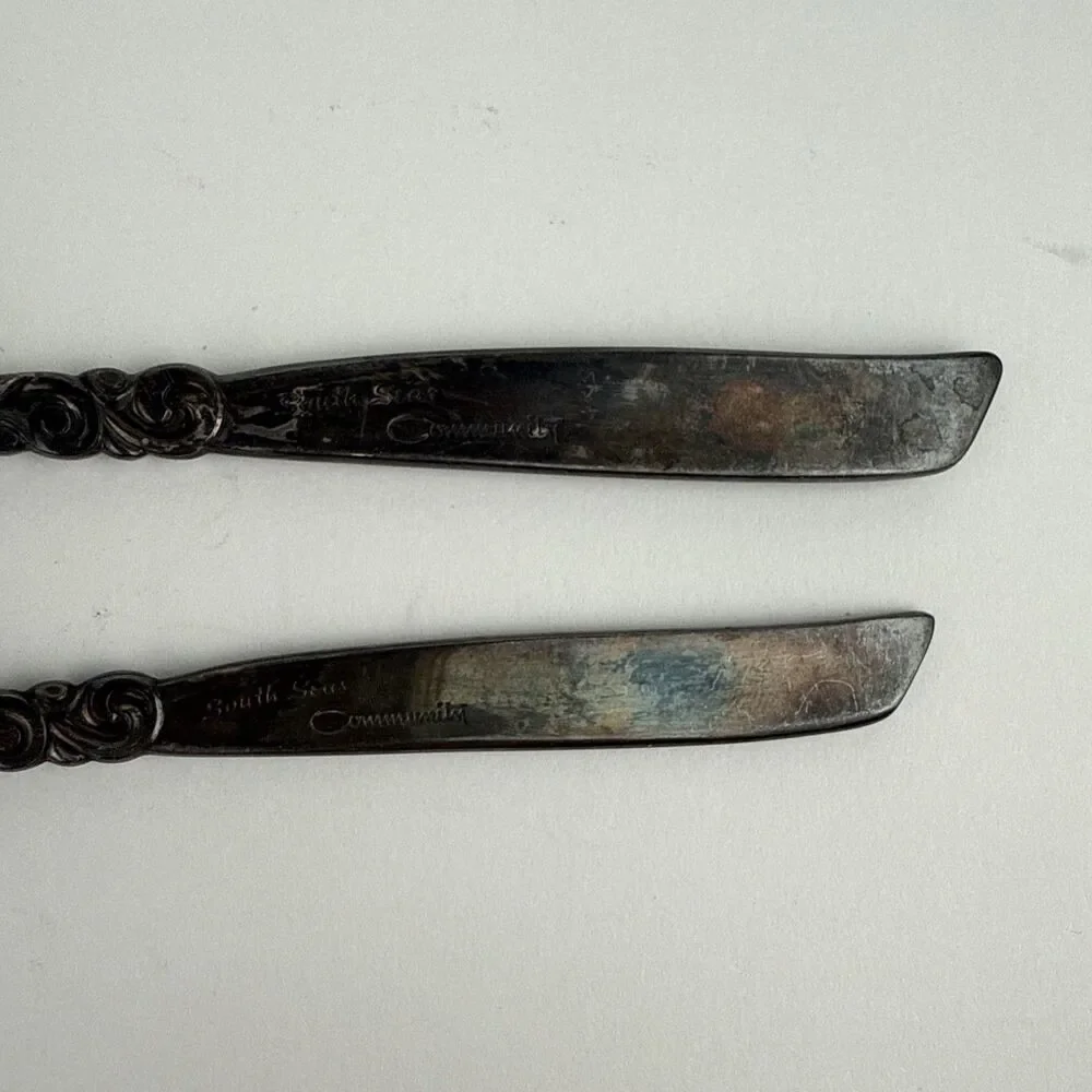 Vtg Oneida Community South Seas Silverplate Master Butter Knife & Sugar Spoon